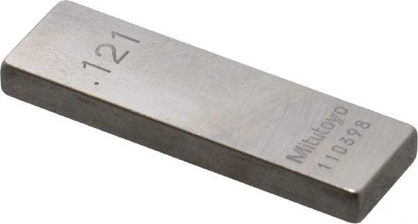 Mitutoyo - 0.121" Rectangular Steel Gage Block - Accuracy Grade 0, Includes Certificate of Inspection - Exact Tool & Supply