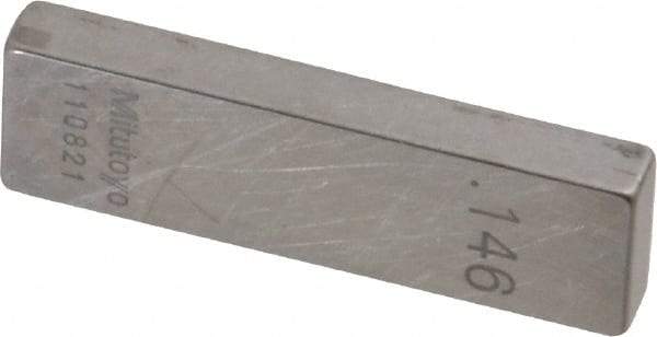 Mitutoyo - 0.146" Rectangular Steel Gage Block - Accuracy Grade 0, Includes Certificate of Inspection - Exact Tool & Supply