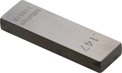 Mitutoyo - 0.147" Rectangular Steel Gage Block - Accuracy Grade 0, Includes Certificate of Inspection - Exact Tool & Supply