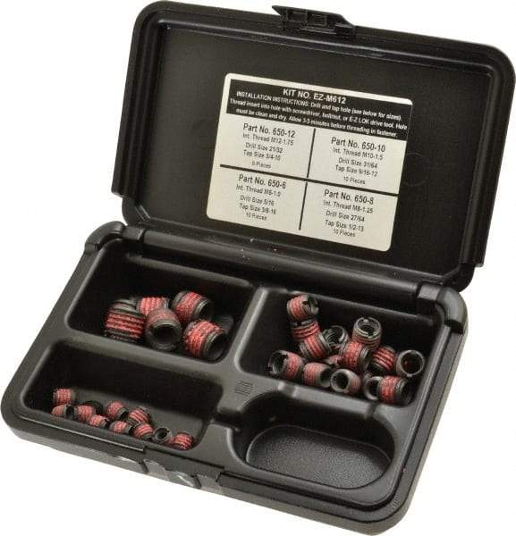 E-Z LOK - 36 Inserts, M6x1.00 - M12x1.75 Internal Thread, M6 - M12 Metric Coarse, Carbon Steel, Thread Repair Kit - Exact Tool & Supply