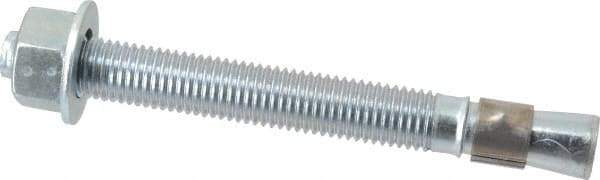 Red Head - 3/4 Inch Diameter, 3/4-10 Inch Thread, 7 Inch Overall Length, Grade 3, Wedge Expansion Concrete Anchor - Steel, Zinc Plated, 5-1/8 Inch Thread Length, Tie Wire Head, 3/4 Inch Drill - Exact Tool & Supply