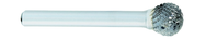SD-3L6 -- 3/8 x 3/8 LOC x 1/4 Shank x 6 OAL Ball Shape Carbide Medium Tough Cut Burr - Exact Tool & Supply