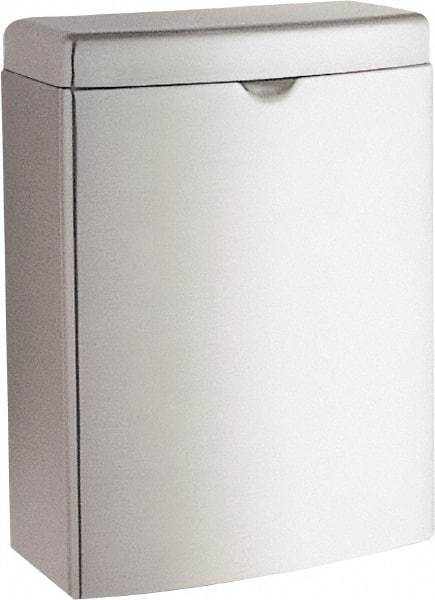 Bobrick - Stainless Steel Feminine Hygiene Product Receptacle - Surface Mount, 10" High x 7-1/2" Wide x 3-13/16" Deep - Exact Tool & Supply