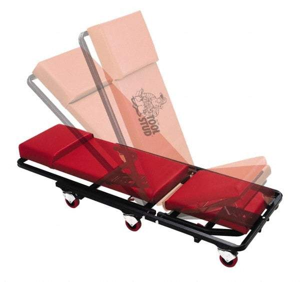 Whiteside - 320 Lb Capacity, 6 Wheel 2-Way Adjustable Creeper Seat - Steel, 44" Long x 4" Overall Height x 17" Wide - Exact Tool & Supply