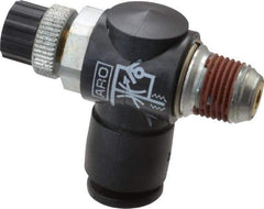 ARO/Ingersoll-Rand - 1/8" Male NPT x 1/4" Female NPT Right Angle Flow Control Valve - 0 to 150 psi & Brass Material - Exact Tool & Supply