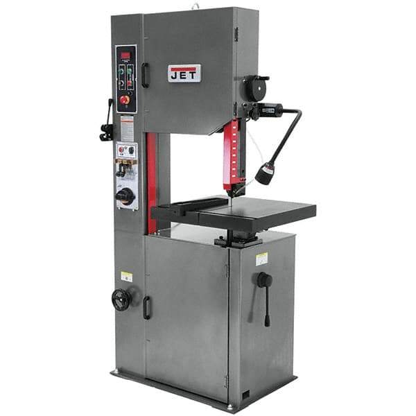 Jet - 14 Inch Throat Capacity, Variable Speed Pulley Vertical Bandsaw - 82 to 330 SFPM, 1 HP, Single Phase - Exact Tool & Supply