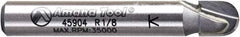 Amana Tool - 1/4" Cut Diam, 1/4" Length of Cut, 2 Flute Core Box Edge Profile Router Bit - Carbide-Tipped, 1/4" Shank Diam, 1-5/8" OAL, Uncoated - Exact Tool & Supply