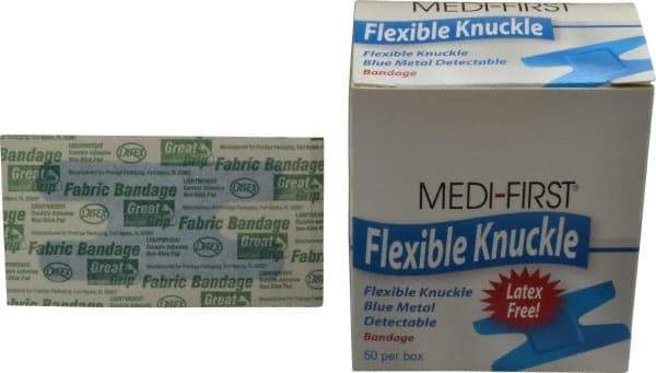 Medique - 3" Long x 1" Wide, Knuckle Bandage Self-Adhesive Bandage - Blue, Woven Fabric Bandage, Metal Detectable - Exact Tool & Supply