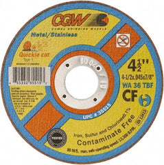Camel Grinding Wheels - 7" 36 Grit Aluminum Oxide Cutoff Wheel - 1/16" Thick, 7/8" Arbor, 8,500 Max RPM - Exact Tool & Supply