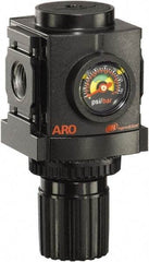 ARO/Ingersoll-Rand - 1/4 NPT Port, 86 CFM, Aluminum Compact Regulator - 0 to 140 psi Range, 250 Max psi Supply Pressure, 1/8" Gauge Port Thread, 2.705" Wide x 4.772" High - Exact Tool & Supply