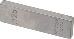Mitutoyo - 0.125" Rectangular Steel Gage Block - Accuracy Grade 0, Includes Certificate of Inspection - Exact Tool & Supply