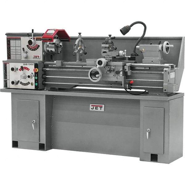 Jet - 13" Swing, 40" Between Centers, 230 Volt, Single Phase Bench Lathe - 5MT Taper, 2 hp, 70 to 2,000 RPM, 1-1/2" Bore Diam, 32" Deep x 47" High x 71" Long - Exact Tool & Supply