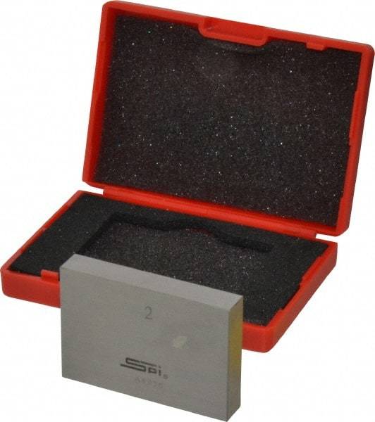 SPI - 2" Rectangular Steel Gage Block - Accuracy Grade AS-1, Includes NIST Traceability Certification - Exact Tool & Supply