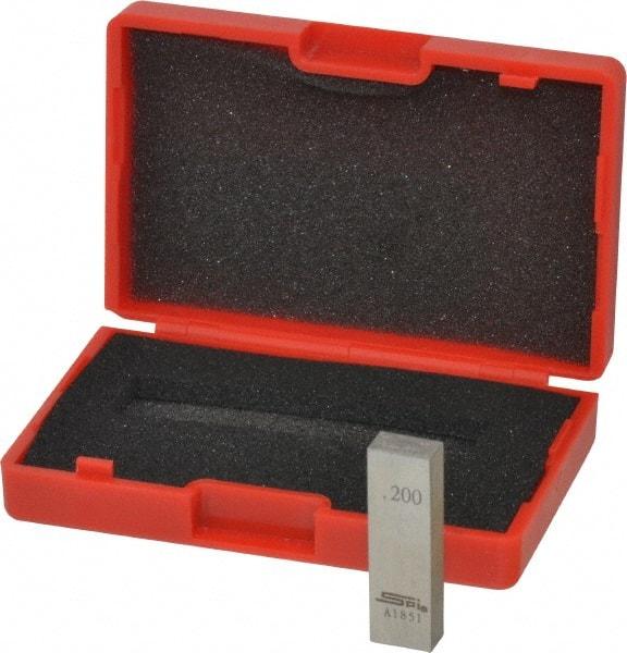 SPI - 0.2" Rectangular Steel Gage Block - Accuracy Grade AS-1, Includes NIST Traceability Certification - Exact Tool & Supply