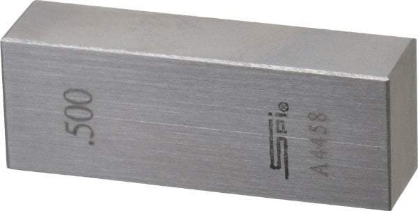 SPI - 0.5" Rectangular Steel Gage Block - Accuracy Grade AS-1, Includes NIST Traceability Certification - Exact Tool & Supply