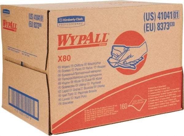 WypAll - X80 Dry Shop Towel/Industrial Wipes - Brag Box/Double Top Box, 16-3/4" x 12-1/2" Sheet Size, Blue - Exact Tool & Supply