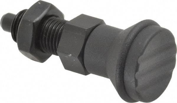 Gibraltar - 3/8-24, 15mm Thread Length, 5mm Plunger Diam, Knob Handle Indexing Plunger - Plunger Style B, 17mm Body Length, 47mm OAL, Steel - Exact Tool & Supply