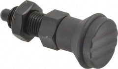 Gibraltar - 3/8-24, 15mm Thread Length, 5mm Plunger Diam, Knob Handle Indexing Plunger - Plunger Style B, 17mm Body Length, 47mm OAL, Steel - Exact Tool & Supply