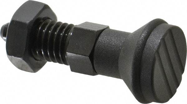 Gibraltar - 1/2-13, 17mm Thread Length, 6mm Plunger Diam, Knob Handle Indexing Plunger - Plunger Style B, 20mm Body Length, 56mm OAL, Steel - Exact Tool & Supply