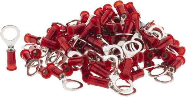 3M - 22-18 AWG Partially Insulated Crimp Connection Circular Ring Terminal - 5/16" Stud, Copper Contact - Exact Tool & Supply