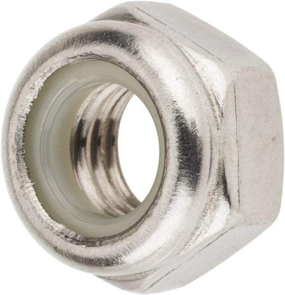 Value Collection - M8x1.25 Metric Coarse 18-8 & Austenitic Grade A2 Hex Lock Nut with Nylon Insert - 8mm High, Uncoated - Exact Tool & Supply