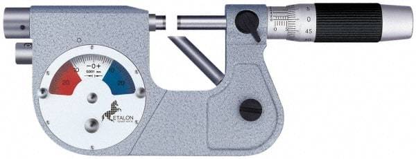 TESA Brown & Sharpe - 1 to 2 Inch Range, 0.0001 Inch Graduation, Friction and Locknut Thimble, Mechanical Indicating Micrometer - Accurate to 0.0001 Inch, Carbide-Tipped Measuring Face, Includes Plastic Case - Exact Tool & Supply