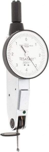 TESA Brown & Sharpe - 0.008 Inch Range, 0.0001 Inch Dial Graduation, Horizontal Dial Test Indicator - 1 Inch White Dial, 0-4-0 Dial Reading, Accurate to 0.0001 Inch - Exact Tool & Supply