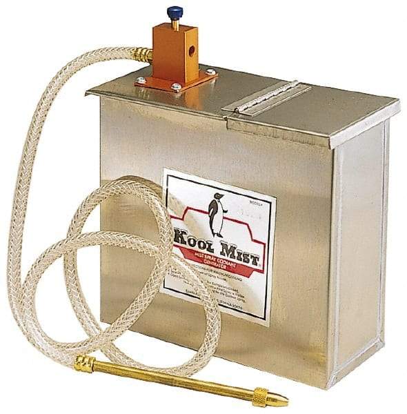 Kool Mist - 1 Outlet, 3 Gal Tank Capacity, Stainless Steel Tank Mist Coolant System - 4' Coolant Line Length, 6" Hose Length, 5/16" Nozzle Diam - Exact Tool & Supply