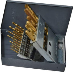 Hertel - 2.05 to 10.2mm Drill, M2.5x0.45 to M12x1.75 Tap, Hand Tap and Drill Set - TiN Finish High Speed Steel Drills, High Speed Steel Taps, Plug Chamfer, 18 Piece Set - Exact Tool & Supply