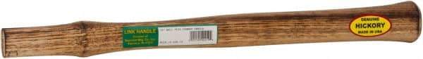 Made in USA - 18" Long Replacement Handle for Ball Pein, Machinist & Riveting Hammers - 1-3/16" Eye Length x 11/16" Eye Width, Hickory, Material Grade Type B - Exact Tool & Supply