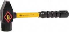 NUPLA - 4 Lb Head Forged Steel Cross Pein Hammer - 14" Fiberglass Handle, 1-3/4" Face Diam, 14" OAL - Exact Tool & Supply