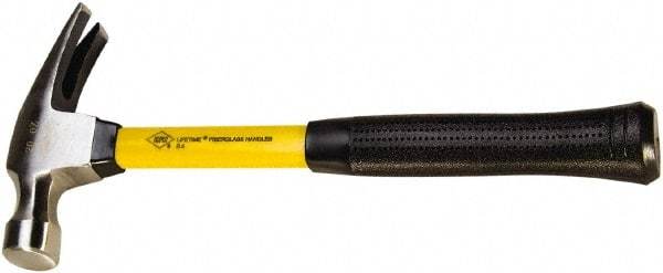 NUPLA - 1-1/4 Lb Head, Straight Rip Claw Standard Hammer - 14" OAL, Forged Steel Head, Fiberglass Handle with Grip - Exact Tool & Supply