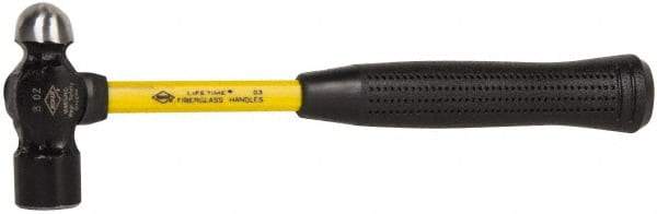 NUPLA - 1/2 Lb Head High Carbon Steel Ball Pein Hammer - 11" Fiberglass Handle, 15/16" Face Diam, 11" OAL, Fiberglass with Cushion Grip - Exact Tool & Supply