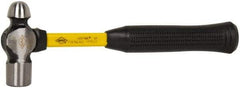 NUPLA - 3/4 Lb Head High Carbon Steel Ball Pein Hammer - 12" Fiberglass Handle, 1-1/8" Face Diam, 12" OAL, Fiberglass with Cushion Grip - Exact Tool & Supply