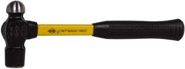 NUPLA - 1-1/4 Lb Head High Carbon Steel Ball Pein Hammer - 13" Fiberglass Handle, 1-1/4" Face Diam, 13" OAL, Fiberglass with Cushion Grip - Exact Tool & Supply