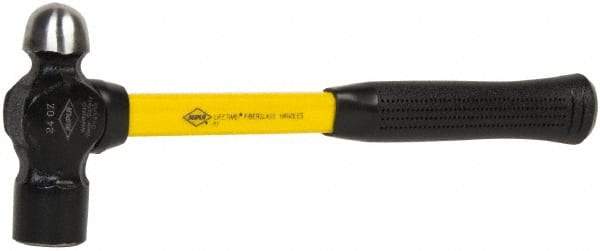 NUPLA - 1-1/2 Lb Head High Carbon Steel Ball Pein Hammer - 14" Fiberglass Handle, 1-21/64" Face Diam, 14" OAL, Fiberglass with Cushion Grip - Exact Tool & Supply