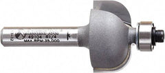 Amana Tool - 7/8" Cut Diam, 9/16" Length of Cut, 2 Flute Cove Edge Profile Router Bit - Carbide-Tipped, 1/4" Shank Diam, 2" OAL, Uncoated - Exact Tool & Supply