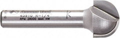 Amana Tool - 1/2" Cut Diam, 3/8" Length of Cut, 2 Flute Core Box Edge Profile Router Bit - Carbide-Tipped, 1/4" Shank Diam, 1-1/2" OAL, Uncoated - Exact Tool & Supply