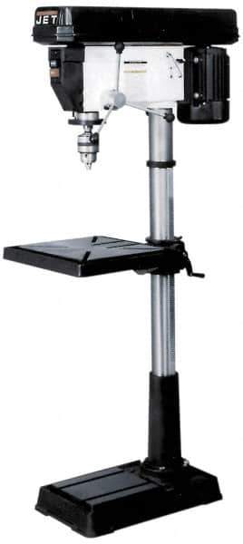 Jet - 20" Swing, Step Pulley Drill Press - 12 Speed, 1-1/2 hp, Single Phase - Exact Tool & Supply