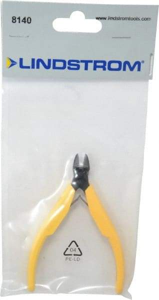 Lindstrom Tool - 4-3/8" OAL, 0.049" Capacity, Semi-Flush Diagonal Cutter - 3/8" Jaw Length, Tapered Head, Plastic Ergonomic Handle - Exact Tool & Supply