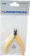 Lindstrom Tool - 4-3/8" OAL, 0.049" Capacity, Semi-Flush Diagonal Cutter - 3/8" Jaw Length, Tapered Head, Plastic Ergonomic Handle - Exact Tool & Supply