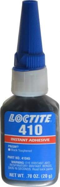 Loctite - 0.70 oz Bottle Black Instant Adhesive - Series 410, 90 sec Fixture Time, 24 hr Full Cure Time, Bonds to Metal, Plastic & Rubber - Exact Tool & Supply