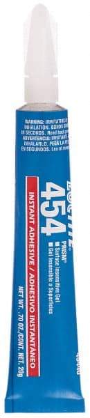 Loctite - 0.70 oz Tube Clear Instant Adhesive - Series 454, 15 sec Fixture Time, 24 hr Full Cure Time, Bonds to Plastic & Rubber - Exact Tool & Supply
