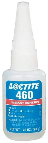 Loctite - 0.70 oz Bottle Tan Instant Adhesive - Series 460, 50 sec Fixture Time, 24 hr Full Cure Time, Bonds to Plastic & Rubber - Exact Tool & Supply