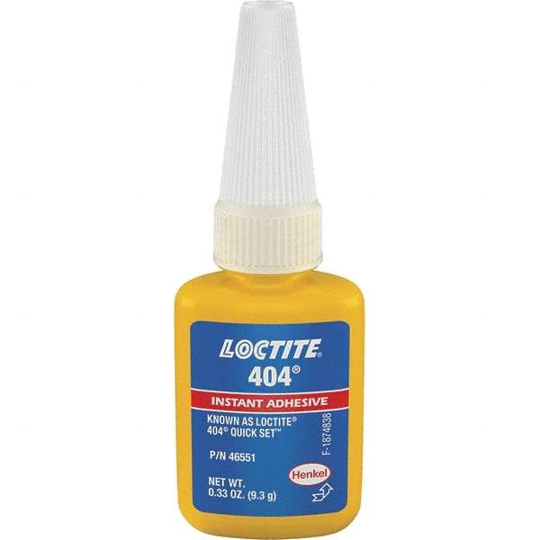 Loctite - 0.33 oz Bottle Clear Instant Adhesive - Series 404, 30 sec Fixture Time, 24 hr Full Cure Time, Bonds to Plastic & Rubber - Exact Tool & Supply