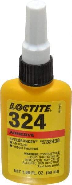 Loctite - 50 mL Bottle Structural Adhesive - 5 min Working Time, 3,000 to 3,600 psi Shear Strength, Series 324 - Exact Tool & Supply