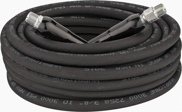 Parker - 50' Long, 3/8" Fitting, Male Rigid x Male Swivel Fitting, -40 to 250°F, Neoprene High Temp & High Pressure Hose - 3/8" Inside x 5/8" Outside Diam, Black, 3,000 psi - Exact Tool & Supply