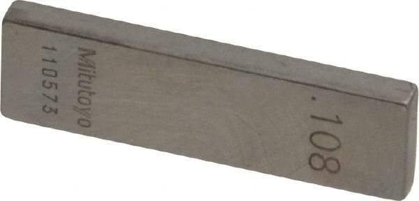 Mitutoyo - 0.108" Rectangular Steel Gage Block - Accuracy Grade 0, Includes Certificate of Inspection - Exact Tool & Supply