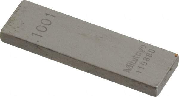 Mitutoyo - 0.1001" Rectangular Steel Gage Block - Accuracy Grade AS-1, Includes Certificate of Inspection - Exact Tool & Supply