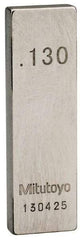Mitutoyo - 0.13" Rectangular Steel Gage Block - Accuracy Grade AS-1, Includes Certificate of Inspection - Exact Tool & Supply